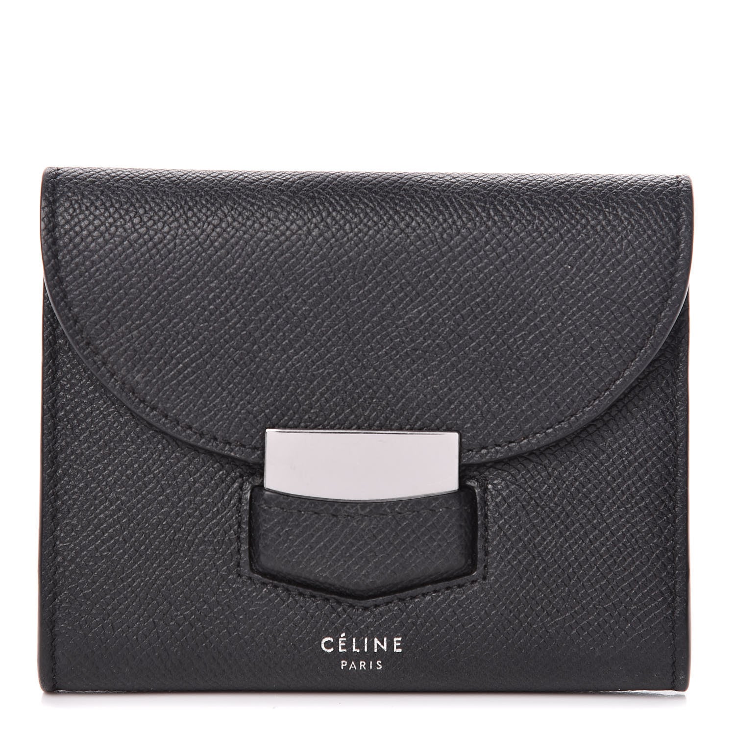 Celine Grained Calfskin Small Trotteur Multifunction Wallet Black 1 of 8