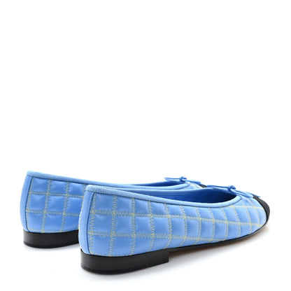 Chanel Lambskin Embroidered Grosgrain Cap Toe CC Ballerina Flats 39 Blue Yellow Black 5 of 9