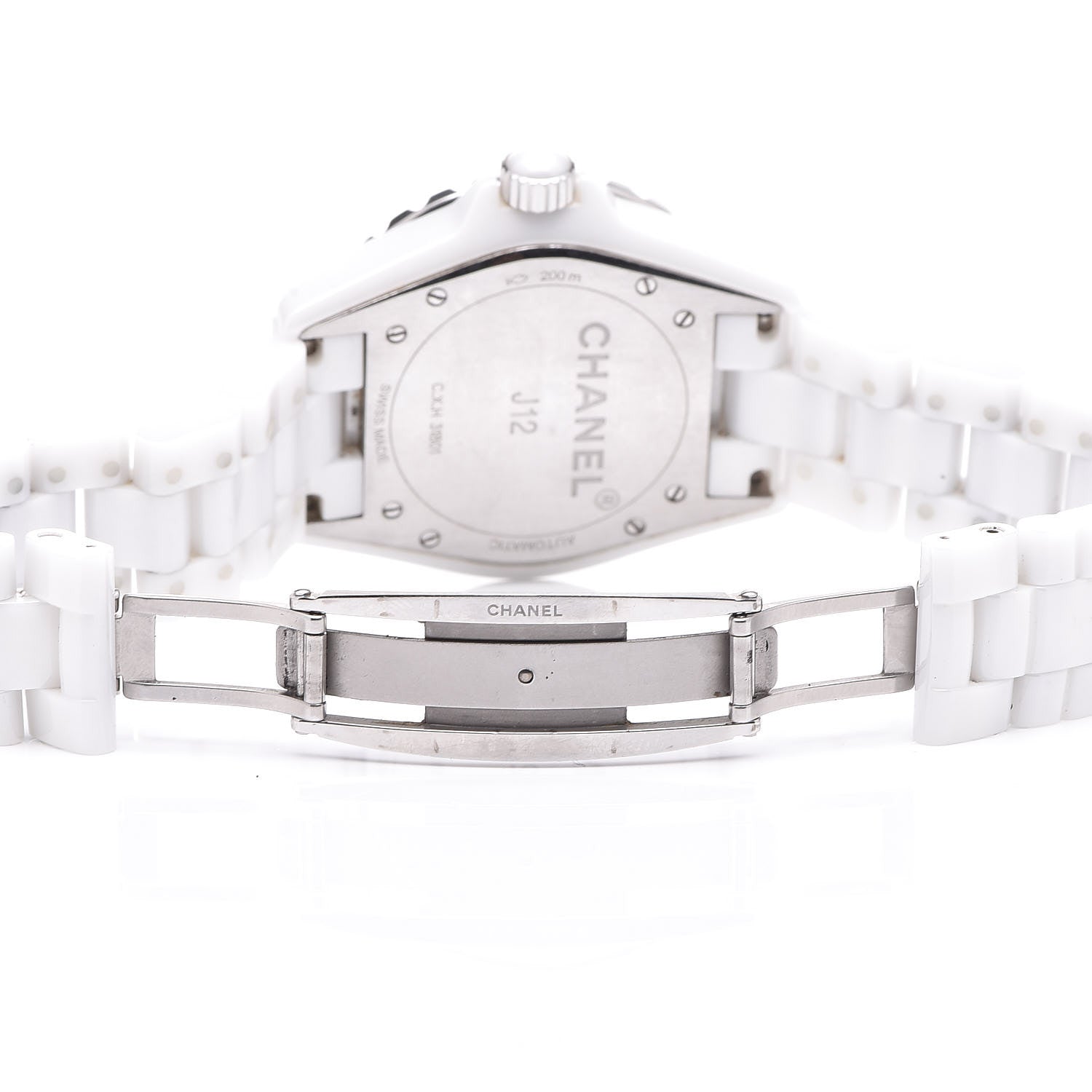 Chanel Stainless Steel Ceramic Diamond 38mm J12 Automatic Watch White 6 of 7