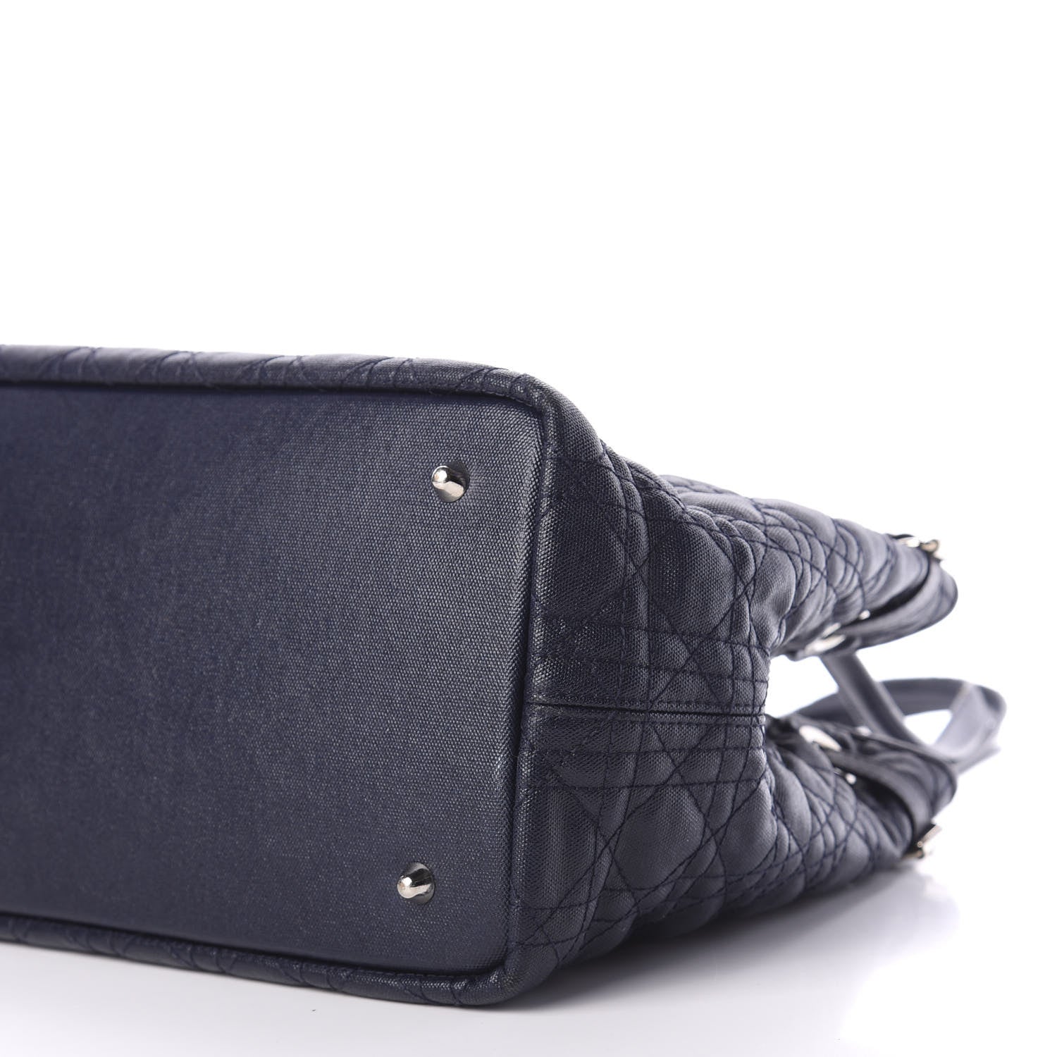 Christian Dior Coated Canvas Cannage Medium Panarea Tote Navy 7 of 12