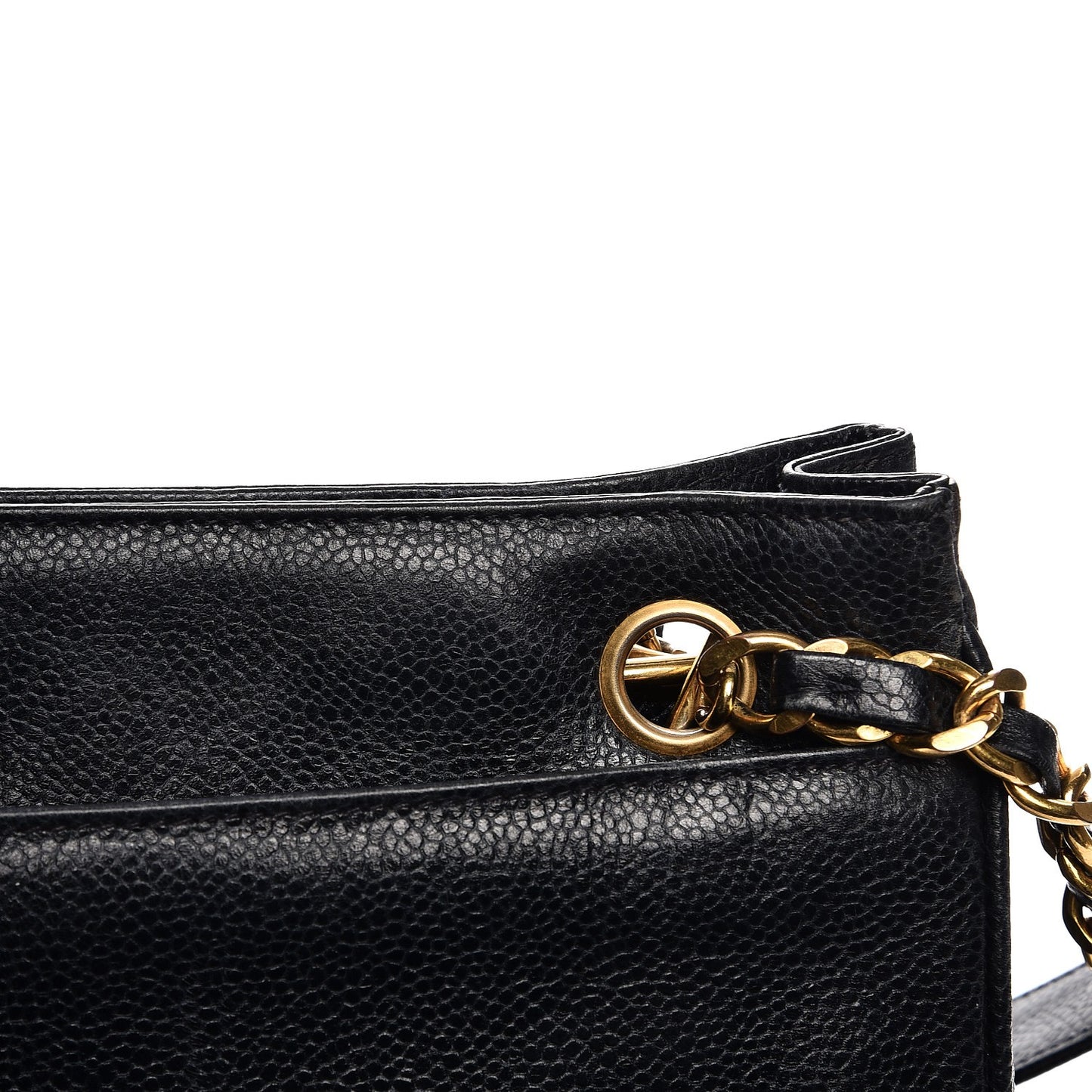 Caviar Flap Shoulder Bag Navy