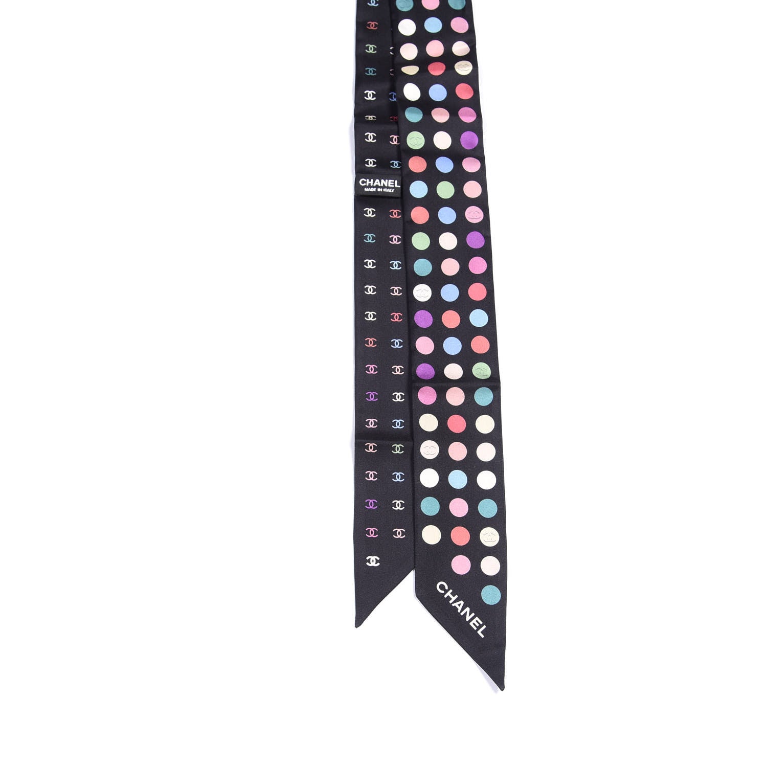 Chanel Silk Polka Dot CC Slim Bandeau Black Multicolor 2 of 3