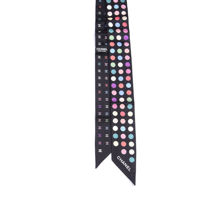 Chanel Silk Polka Dot CC Slim Bandeau Black Multicolor 2 of 3