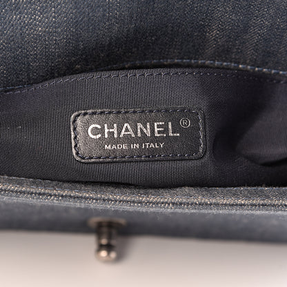 Chanel Denim Chevron Quilted Medium Boy Flap Blue 6 of 10