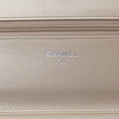 Chanel Iridescent Patent Calfskin Quilted Boy Wallet On Chain WOC Beige 6 of 15