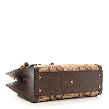 Gucci Monogram Jumbo GG Textured Dollar Calfskin Small Diana Tote Bag Camel Ebony New Acero 4 of 11