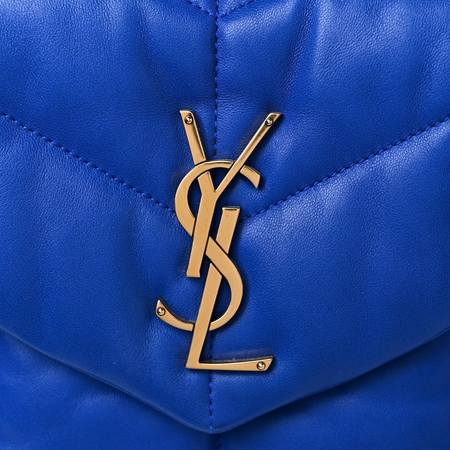 Saint Laurent Lambskin Quilted Small Loulou Puffer Monogram Chain Satchel Majorele Blue 15 of 15