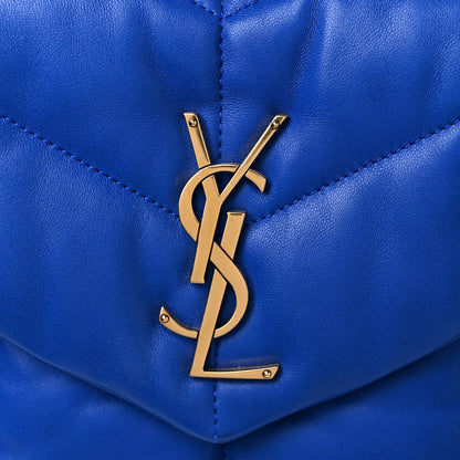 Saint Laurent Lambskin Quilted Small Loulou Puffer Monogram Chain Satchel Majorele Blue 15 of 15