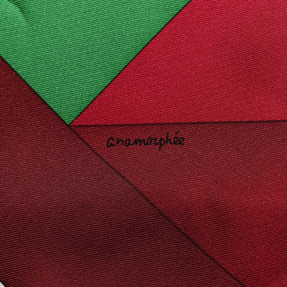 Hermes Silk Perspective Cavaliere 90 Twill Orange Rouge H Vert 4 of 4