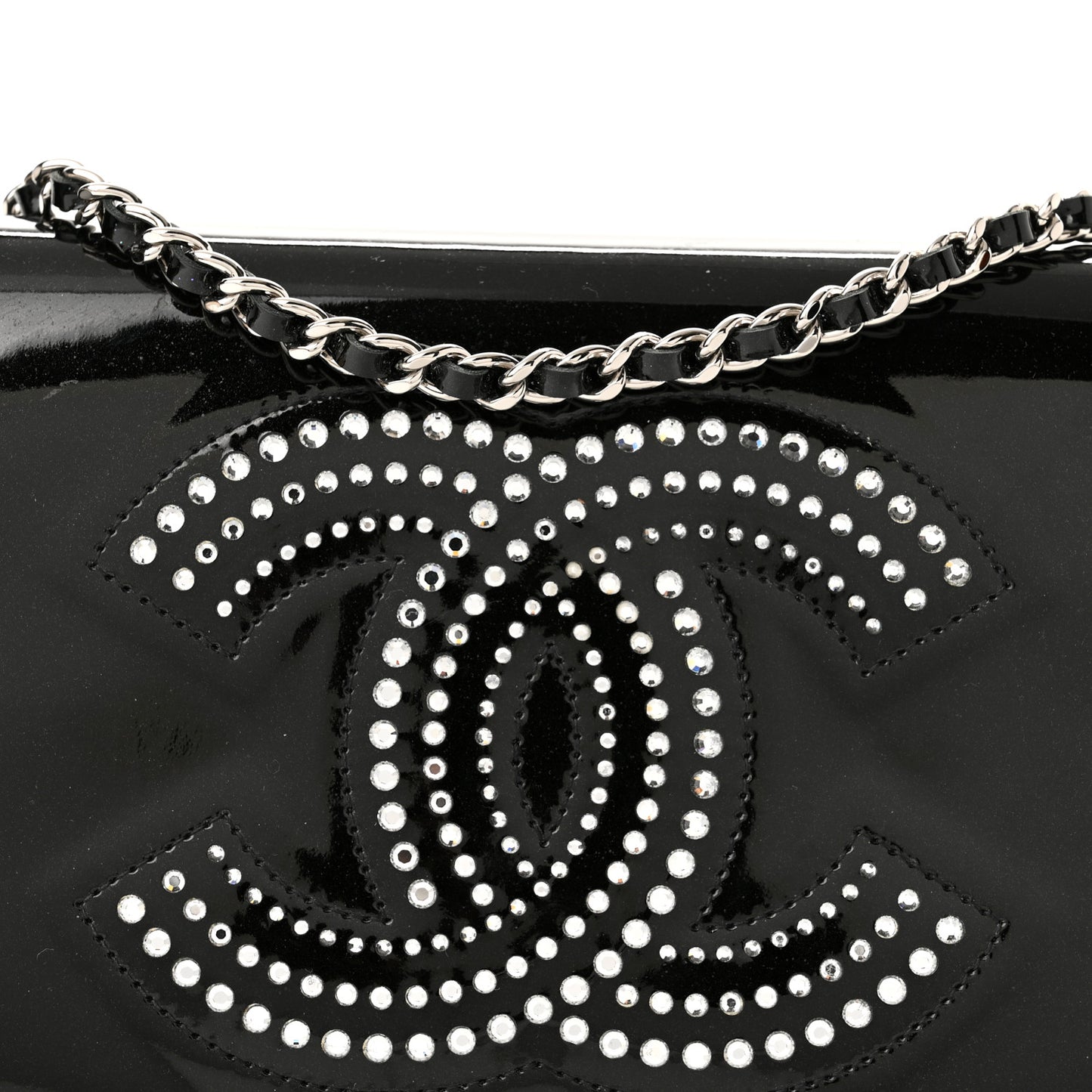 Patent Strass Wallet On Chain WOC Black