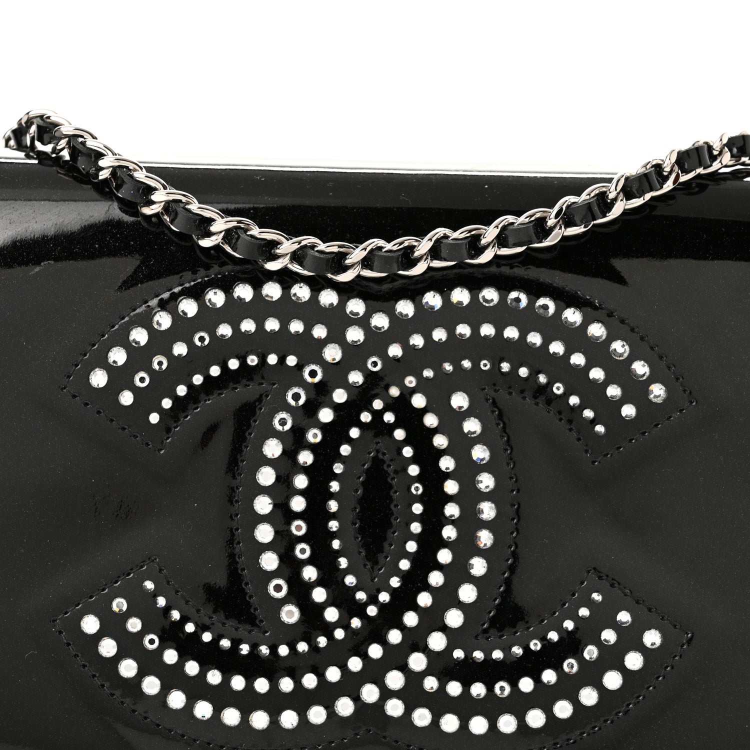 Chanel Patent Strass Wallet On Chain WOC Black 9 of 11