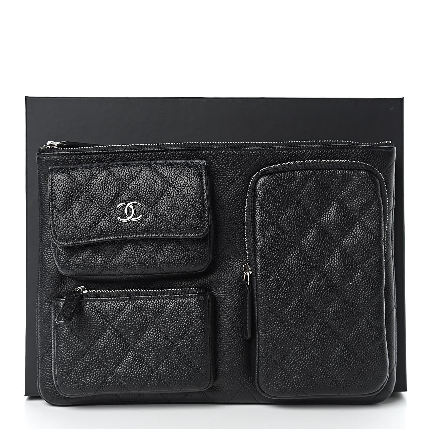 Chanel Caviar Quilted Zipped Multi Pouch Black 8 of 8