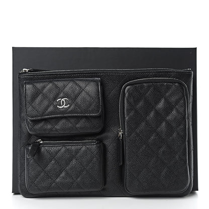 Chanel Caviar Quilted Zipped Multi Pouch Black 8 of 8