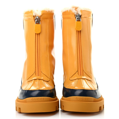 Gucci Smooth Calfskin Zip Rain Boots 38 Blue Agata Crop 2 of 7