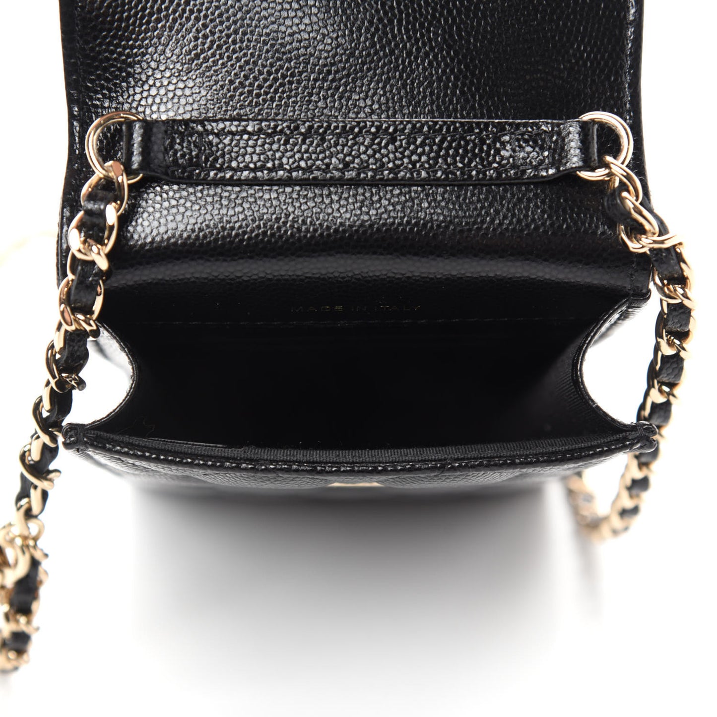 Caviar Quilted Crystal CC Airpods Pro and Phone Case With Chain Black
