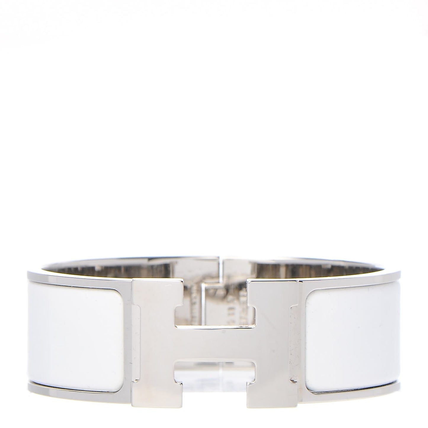 Enamel Wide Clic Clac H Bracelet PM White