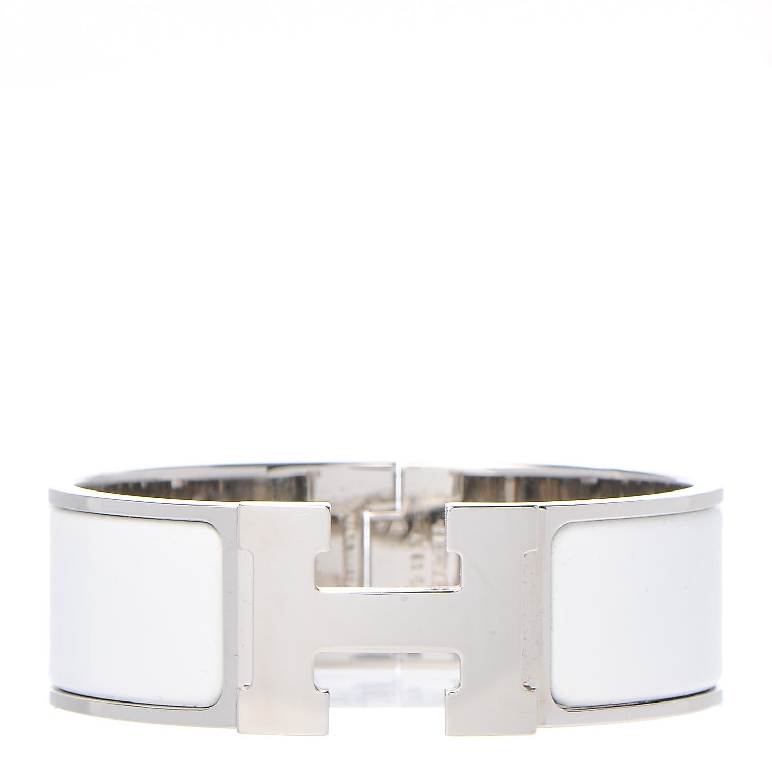 Hermes Enamel Wide Clic Clac H Bracelet PM White 1 of 5