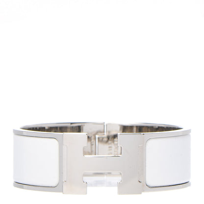 Hermes Enamel Wide Clic Clac H Bracelet PM White 1 of 5