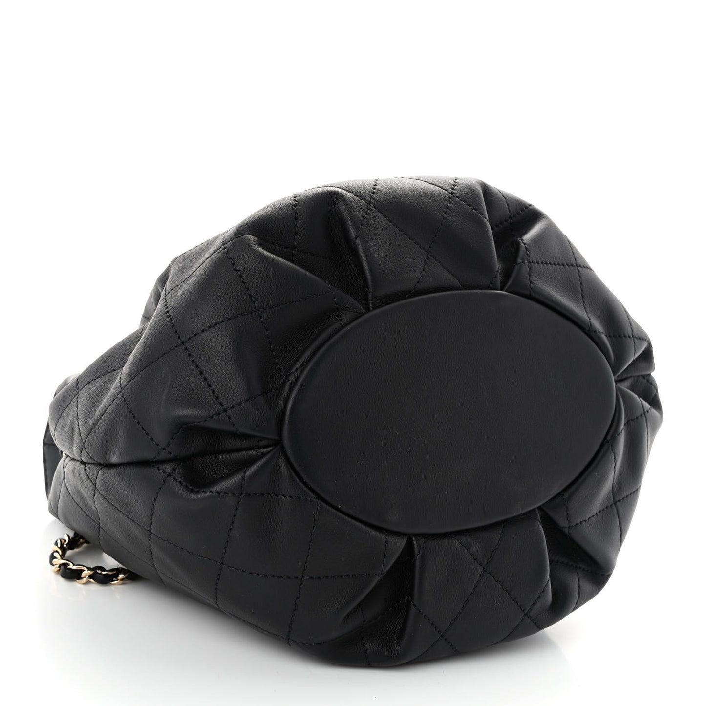 Calfskin Stitched Mini Drawstring CC Bag Black