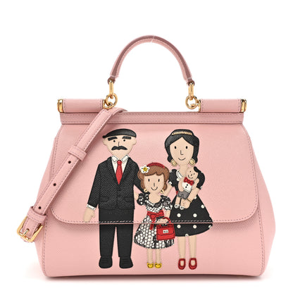 Dolce & Gabbana DOLCE GABBANA Dauphine Medium DG Family Patch Miss Sicily Satchel Rosa Carne 1 of 16