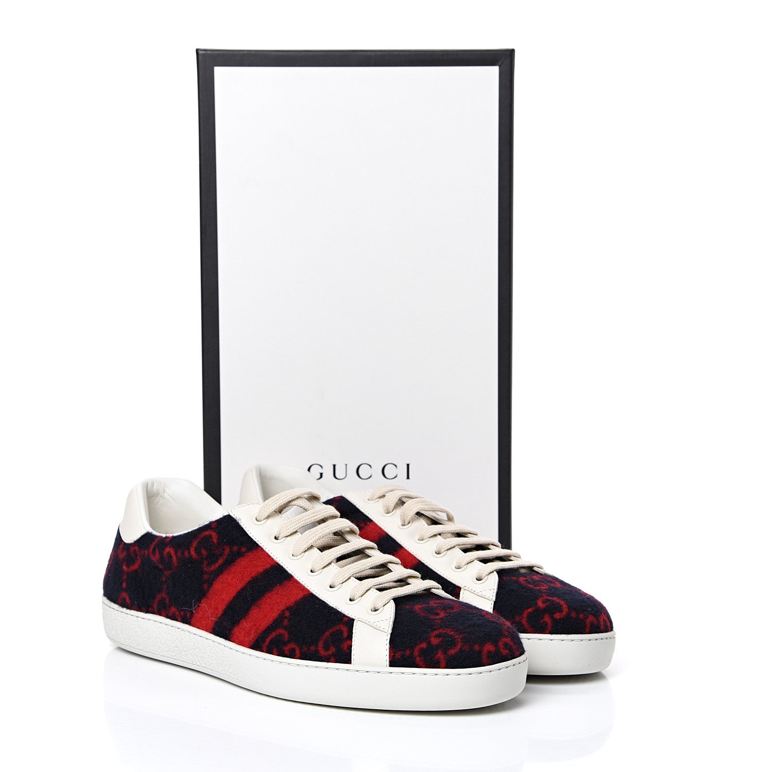 Gucci Covered Wool Big GG Monogram Mens Sneakers 10 Blue Red Mystic White 8 of 8