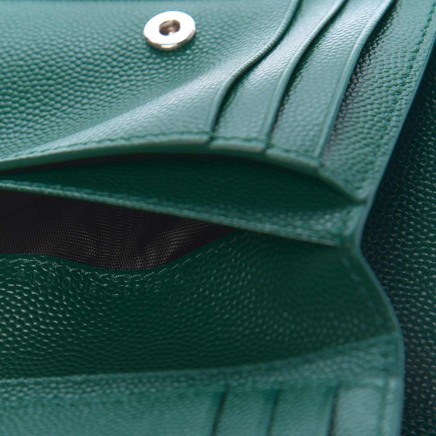 Saint Laurent Grain De Poudre Matelasse Compact Zip Around Wallet Malachite Green 7 of 8