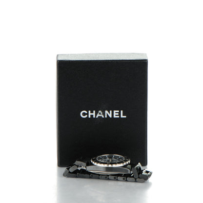 Chanel Stainless Steel Ceramic Diamond 38mm J12 Automatic Watch Black 8 of 8