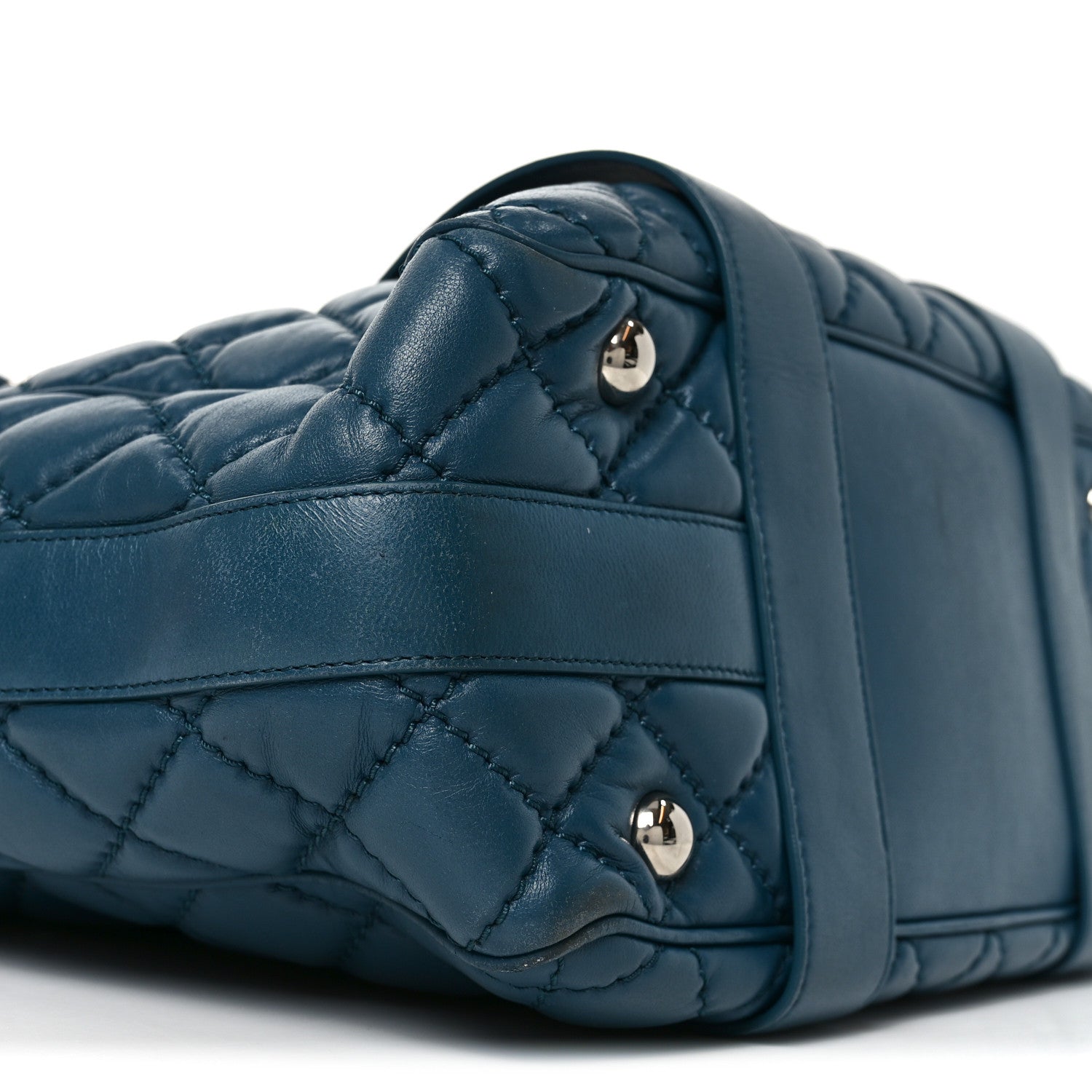 Chanel Lambskin Quilted Easy Carry Shopping Tote Blue 1887757