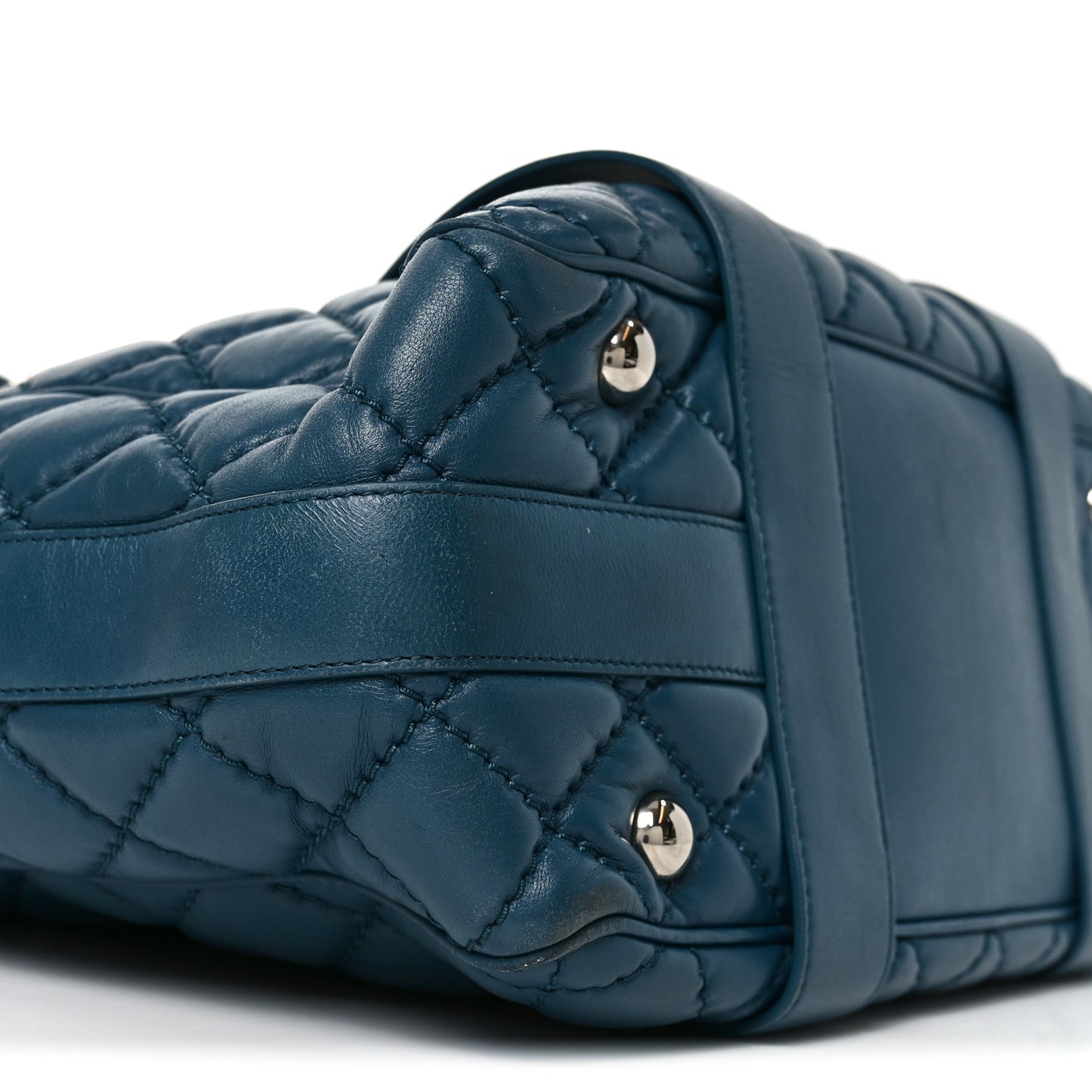 Lambskin Quilted Easy Carry Shopping Tote Blue