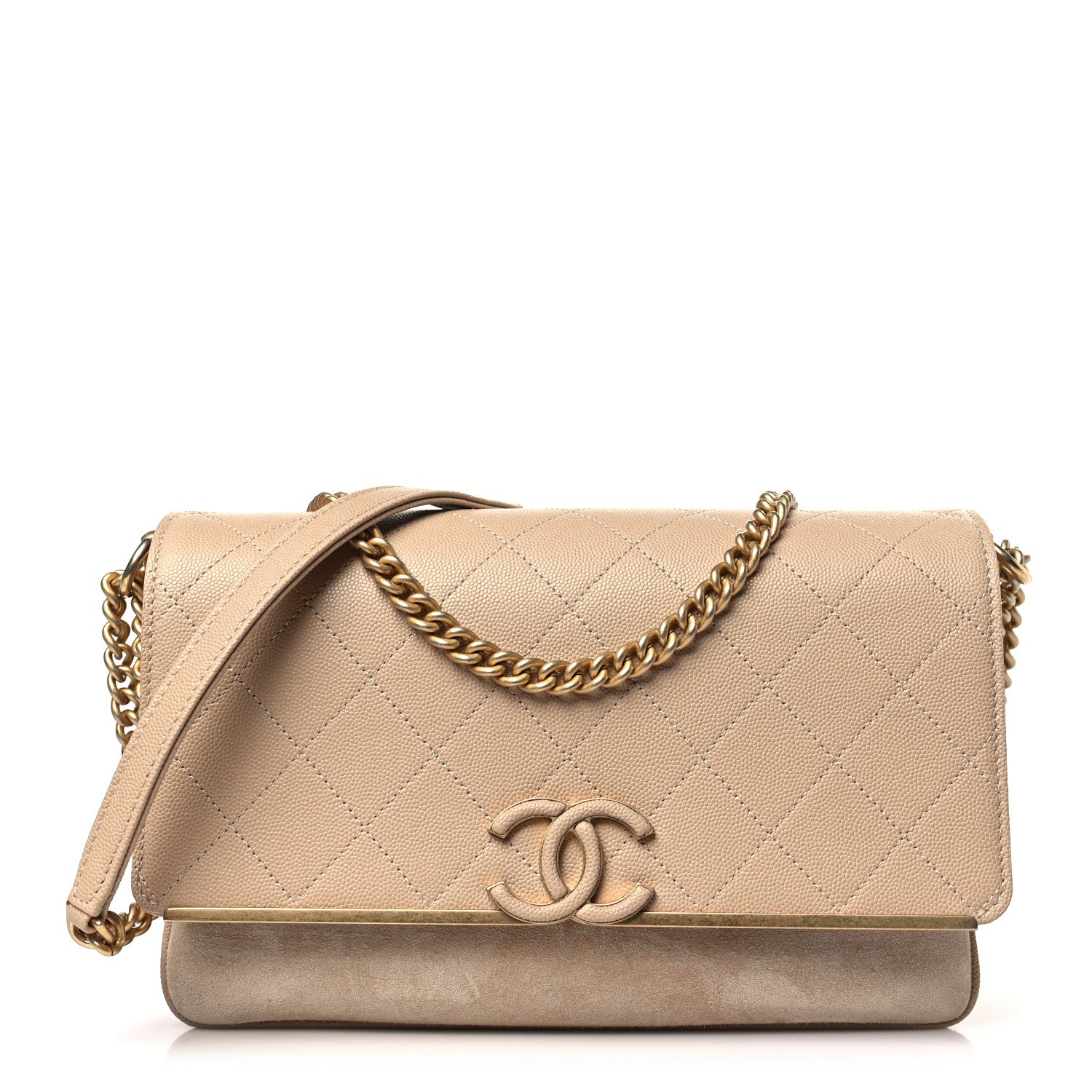 Chanel Caviar Suede Stitched Lady Coco Flap Beige 1 of 9
