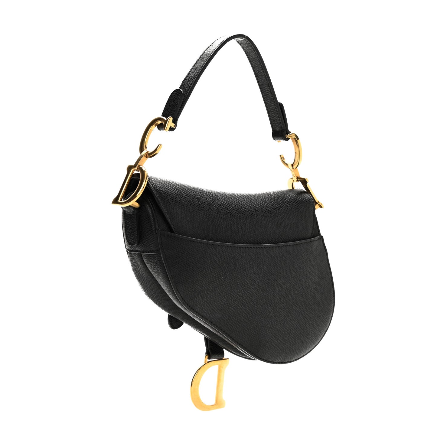Grained Calfskin Mini Saddle Bag Black