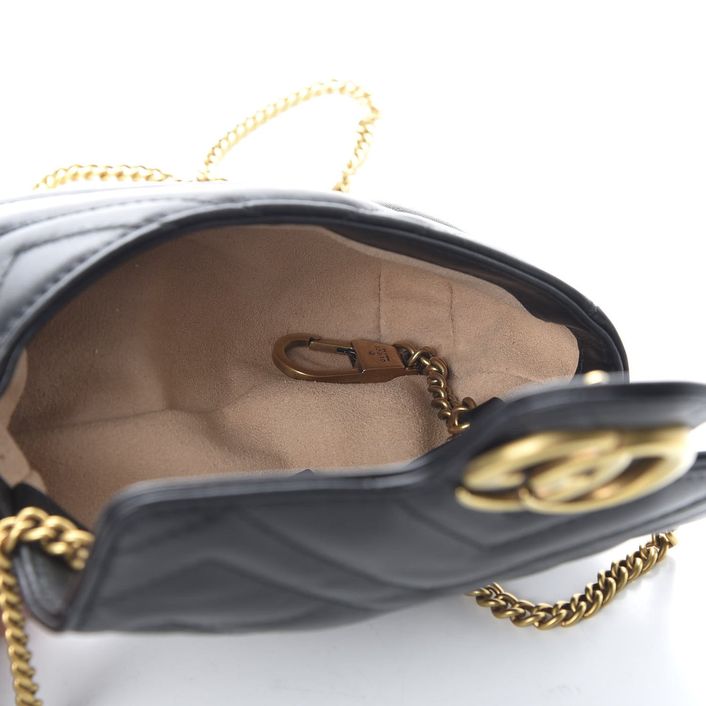 Calfskin Matelasse Super Mini GG Marmont Shoulder Bag Black