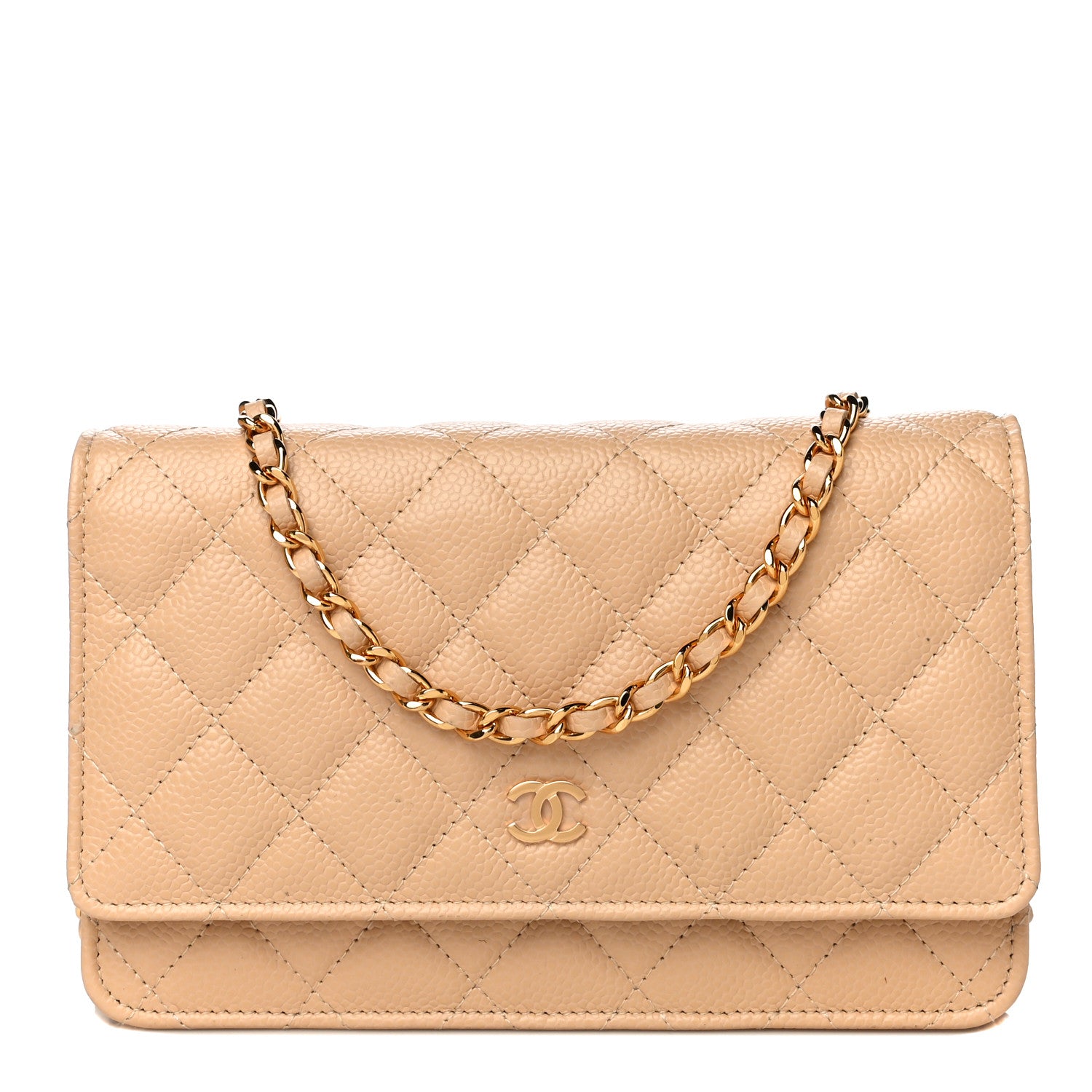 Chanel Caviar Quilted Wallet On Chain WOC Beige 1 of 16