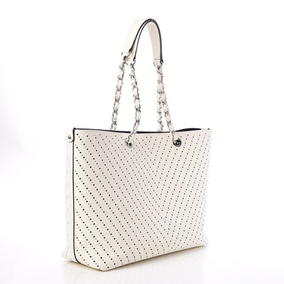 Chanel Perforated Grained Calfskin Large Shopping Tote White 4 of 8