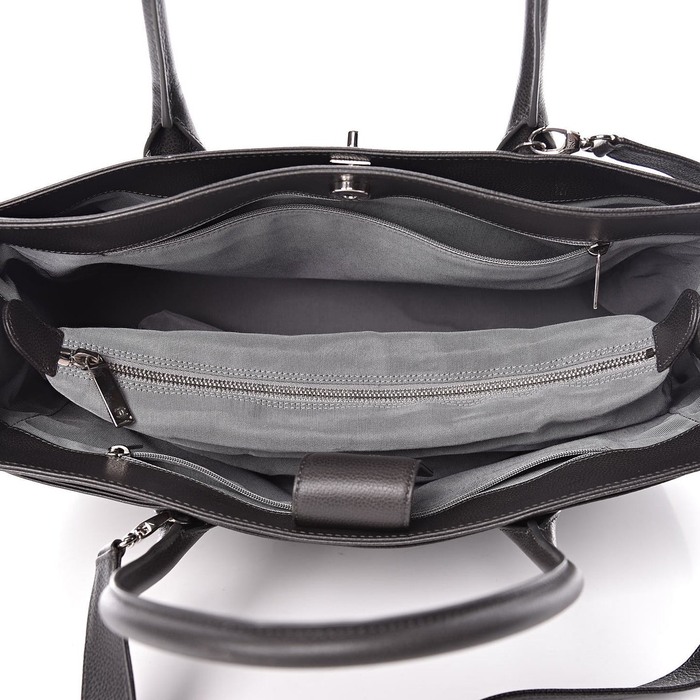 Calfskin Cerf Executive Shopper Tote Dark Grey