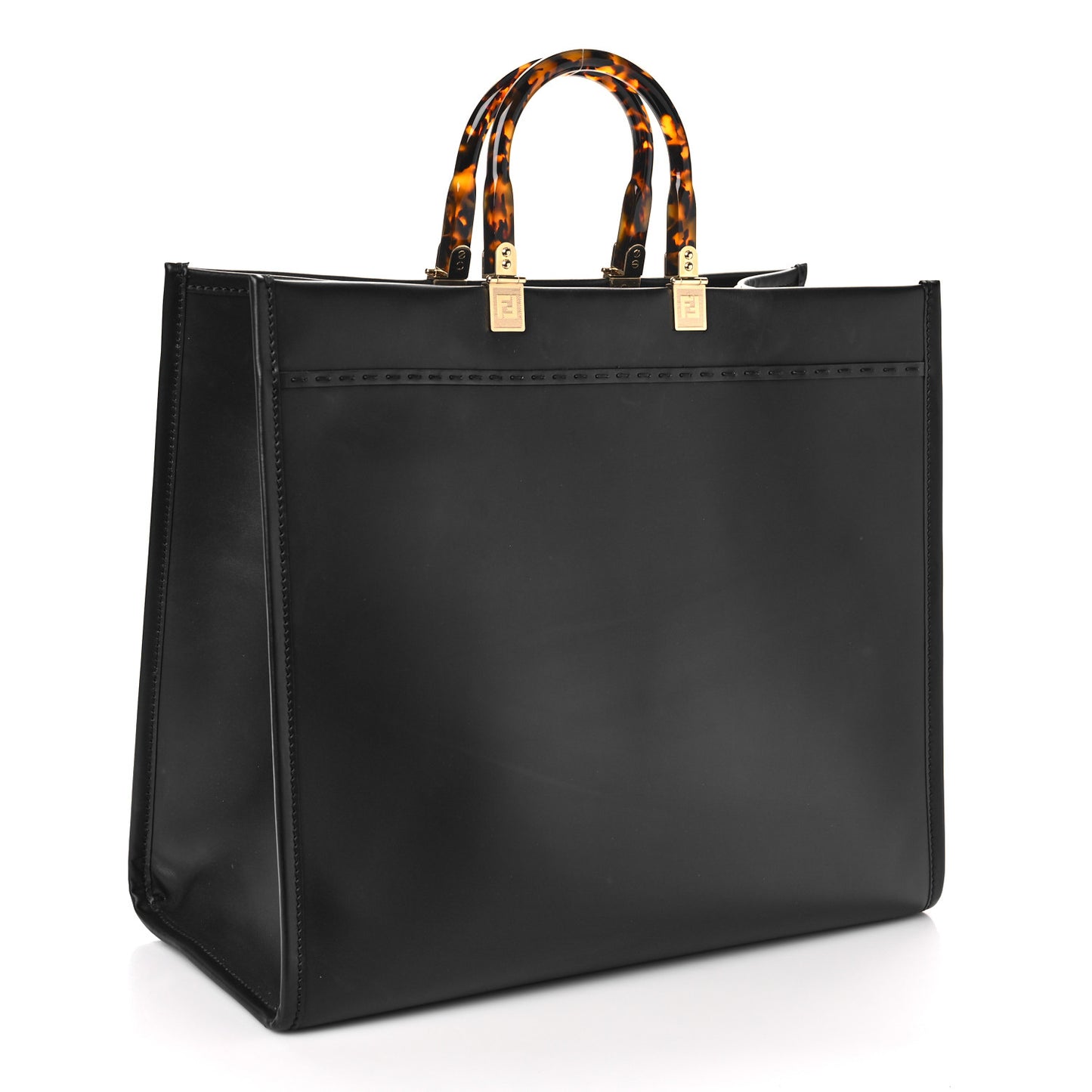Vitello King Plexiglass Large Fendi Sunshine Shopper Tote Black