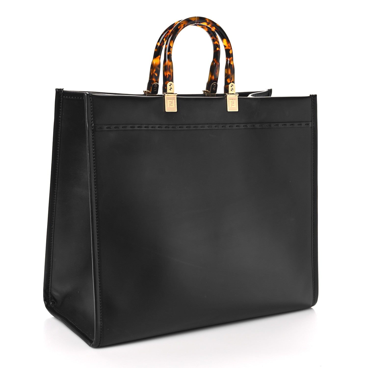 Fendi Vitello King Plexiglass Large Fendi Sunshine Shopper Tote Black 3 of 10