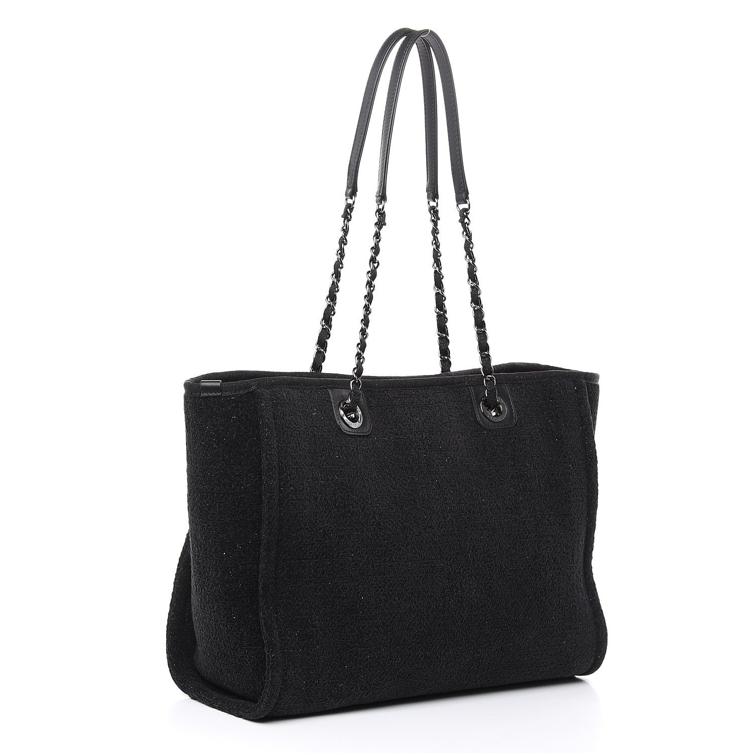 Chanel Lurex Boucle Small Deauville Tote Black 3 of 11