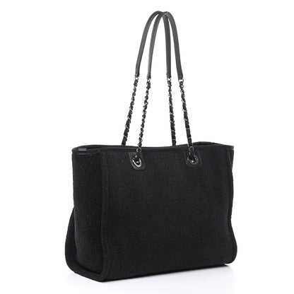 Chanel Lurex Boucle Small Deauville Tote Black 3 of 11