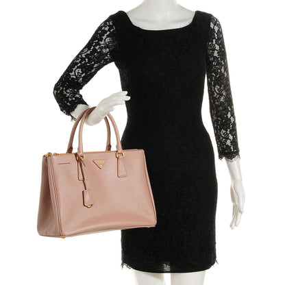 Prada Saffiano Lux Medium Double Zip Tote Cammeo 2 of 13