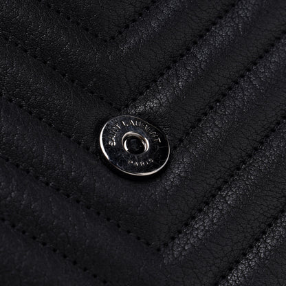 Saint Laurent Sheepskin Matelasse Chevron Monogram Medium College Bag Black 12 of 15