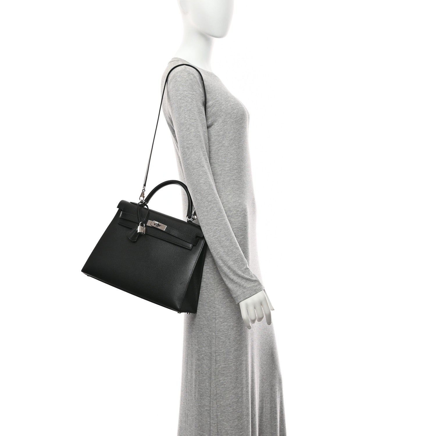 Hermes Courchevel Kelly Sellier 32 Black 2 of 10