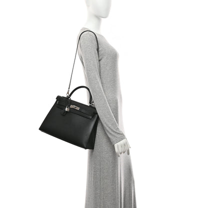Hermes Courchevel Kelly Sellier 32 Black 2 of 10