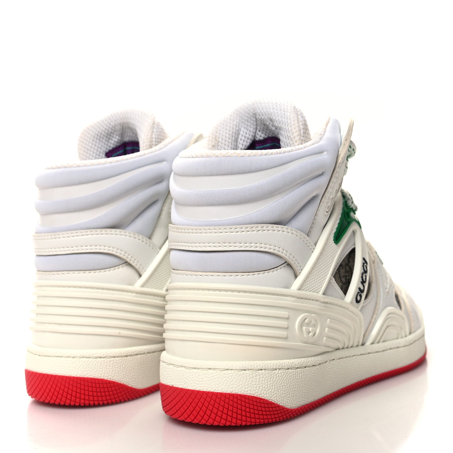 Demetra GG Supreme Monogram Womens Basket High Top Sneakers 35 Great White Beige Ebony