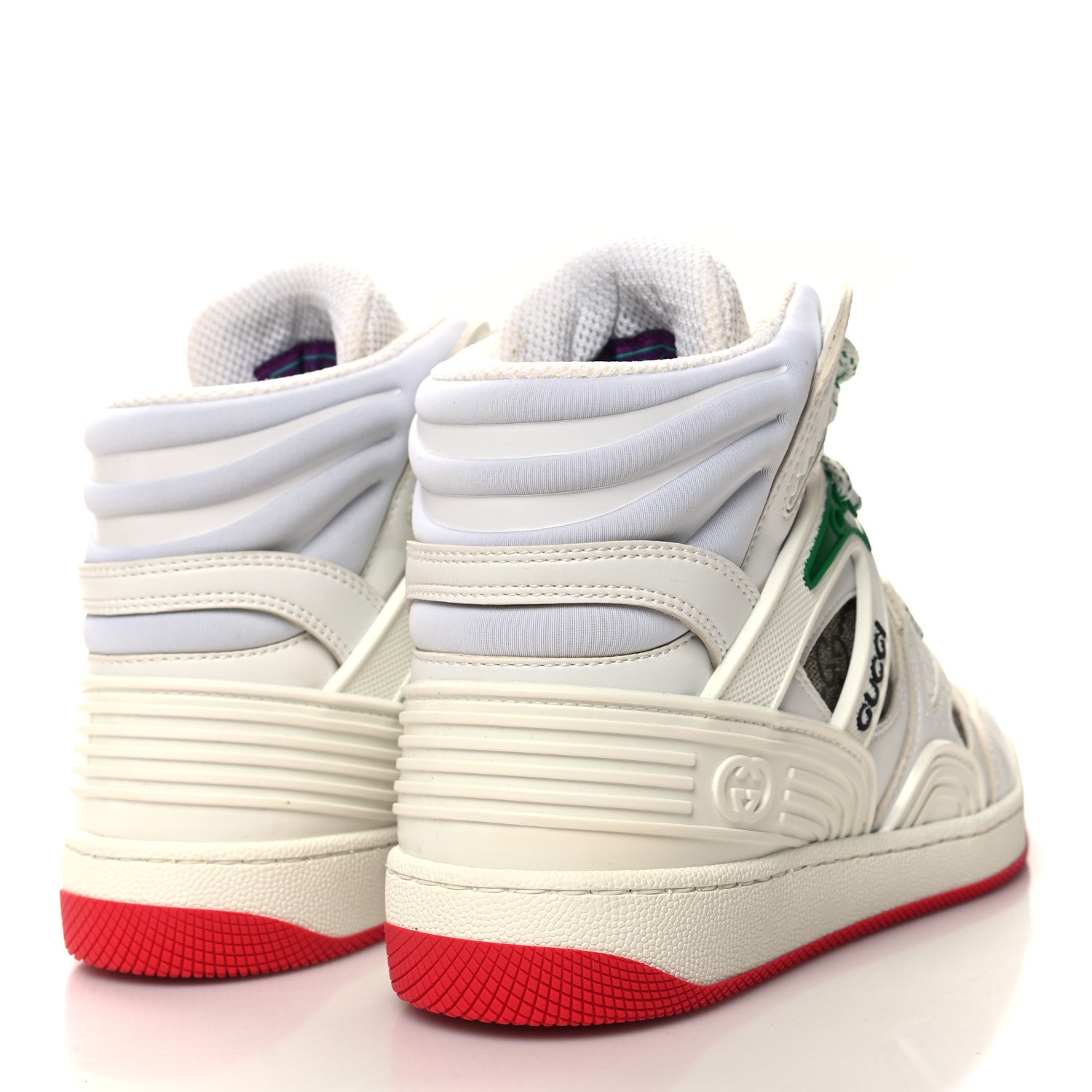 Gucci Demetra GG Supreme Monogram Womens Basket High Top Sneakers 35 Great White Beige Ebony 4 of 9