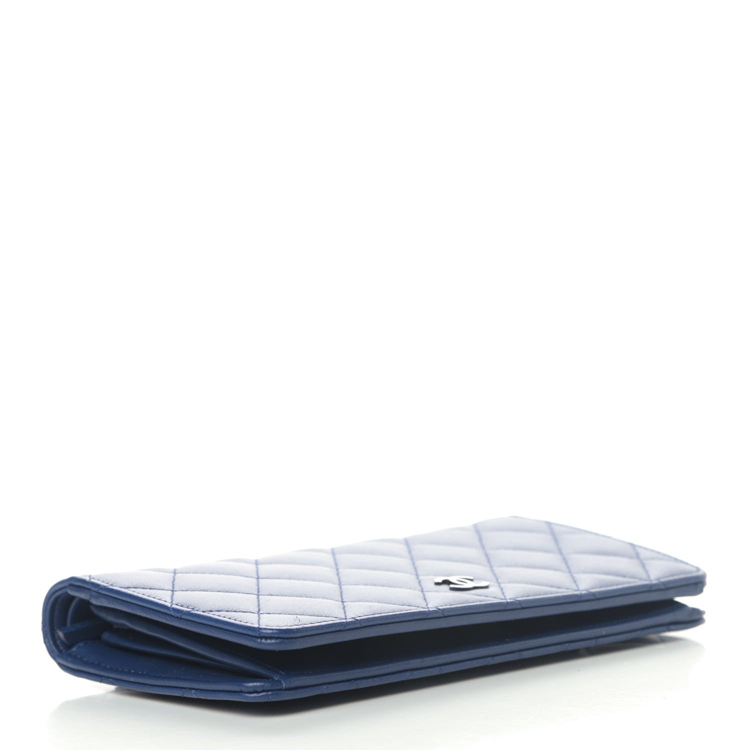 Chanel Lambskin Quilted Yen Wallet Dark Blue 3 of 5