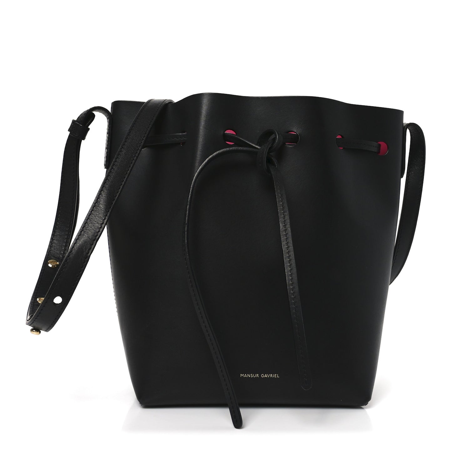 Vegetable Tanned Calfskin Mini Bucket Bag Black Dolly