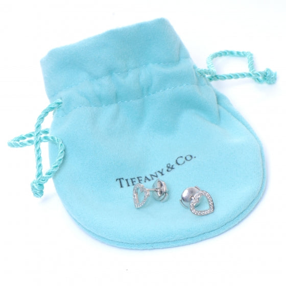 Tiffany Platinum Diamond Heart Earrings 2 of 4