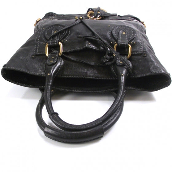 Leather Paddington Tote Noir