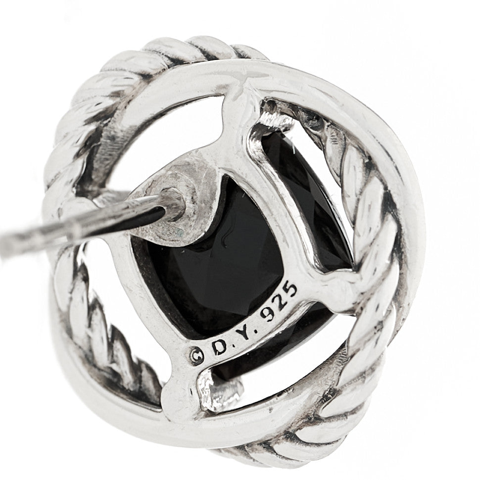 David Yurman Sterling Silver Black Onyx 7mm Infinity Earrings 4 of 4